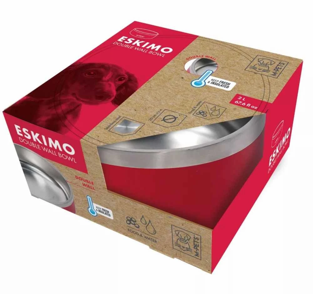 M-Pets Dubbelwandige Drink- Of Voerbak Eskimo Rood 3 M-Pets Dubbelwandige Drink- Of Voerbak Eskimo Rood